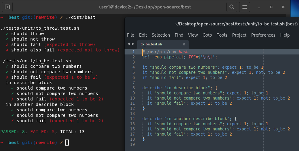 Screenshot of Best running in a terminal